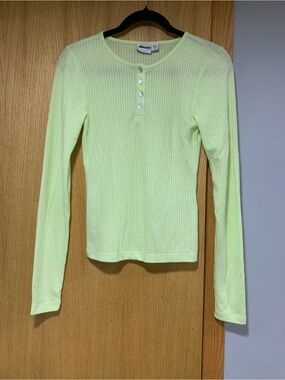 Noisy May Ribbed Long Sleeve Henley Top - Size XS